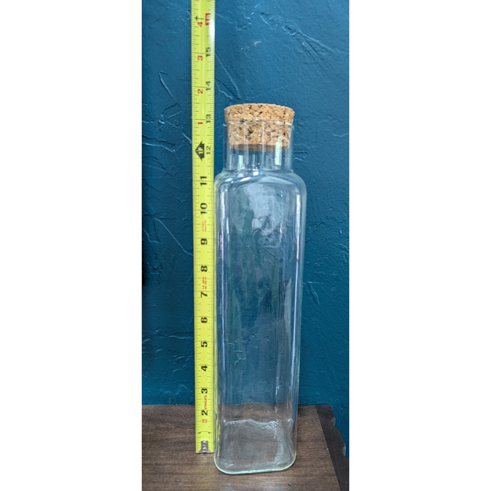 Vintage 70s Hammered Glass Storage/Apothecary Jar W/ Original Cork Stopper 13.5" - Picture 6 of 11